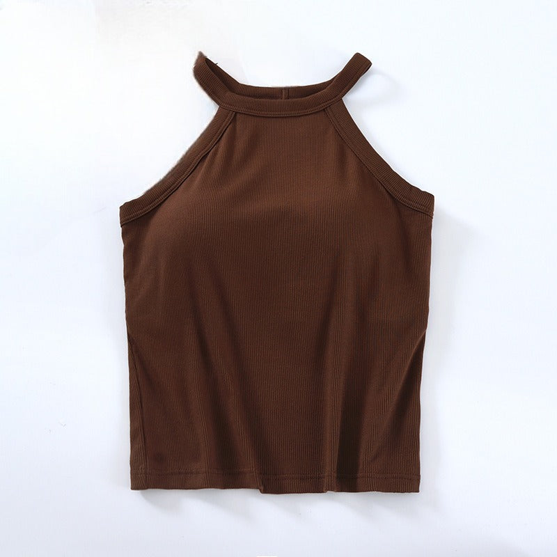 Halter Neck Top with Built in Bra - Short Length