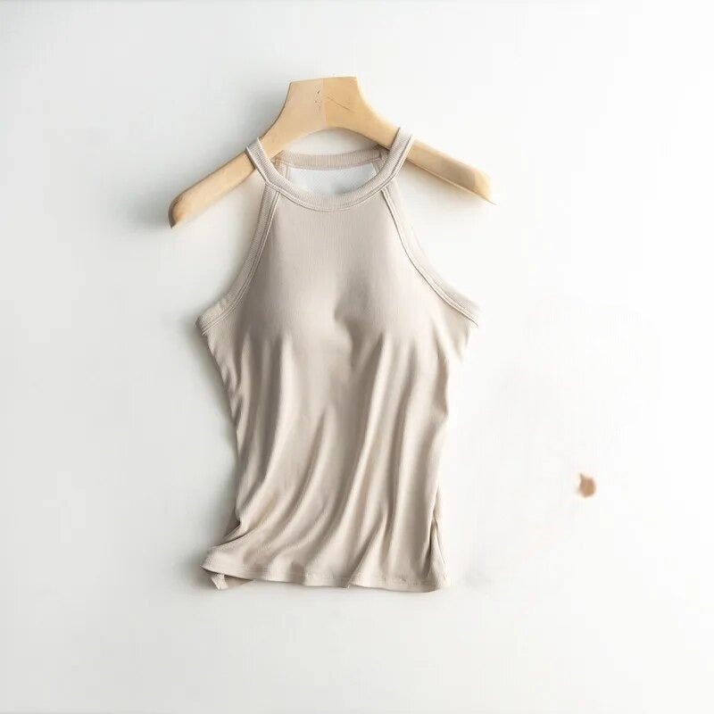 Halter Neck Shirt with Built In Bra