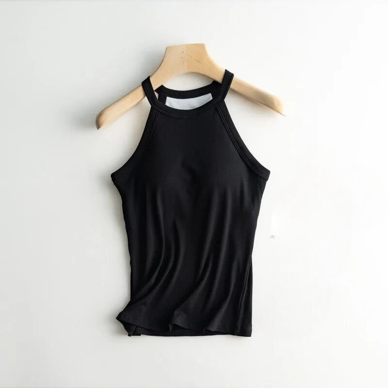 Halter Neck Shirt with Built In Bra