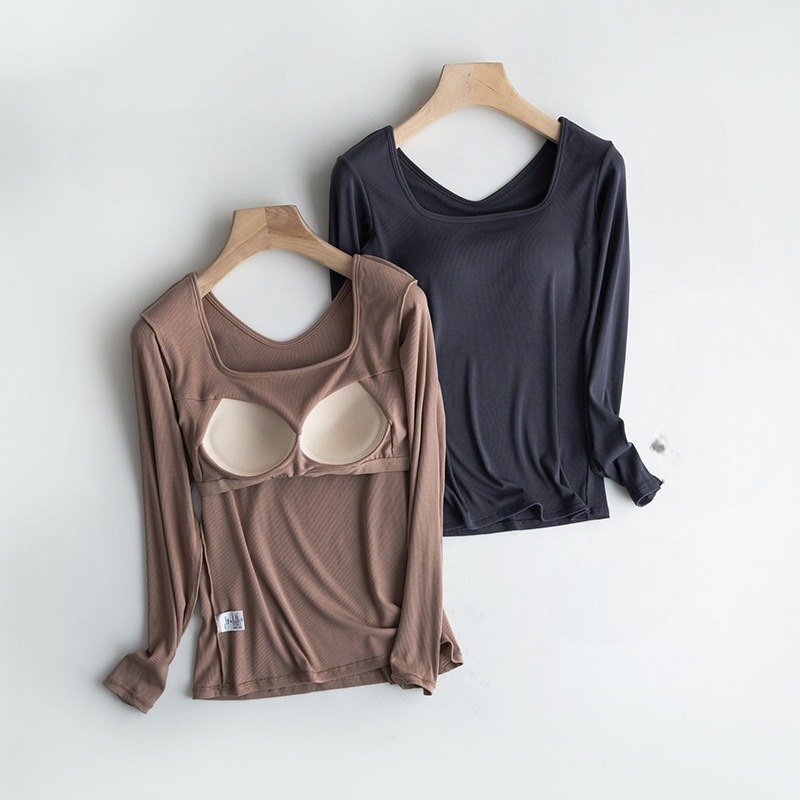 Long Sleeve Scooped Neck with an Inbuilt Bra