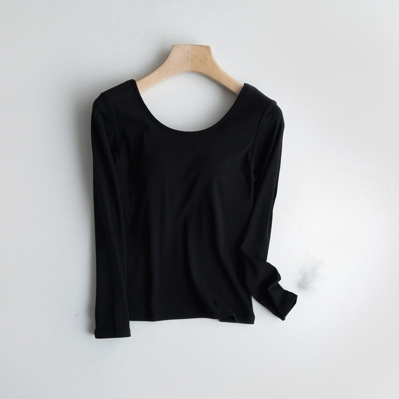 Long Sleeve Round Neck with a Built In Bra Cotton