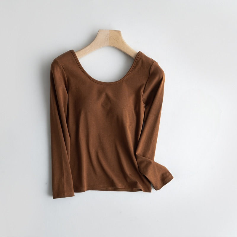 Long Sleeve Round Neck with a Built In Bra Cotton