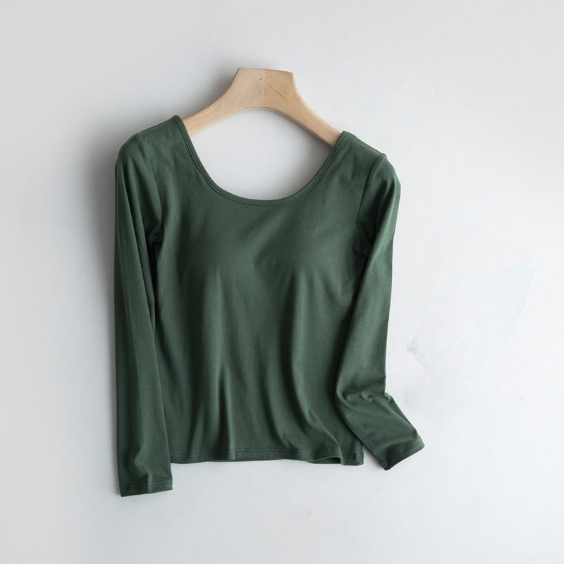 Long Sleeve Round Neck with a Built In Bra Cotton