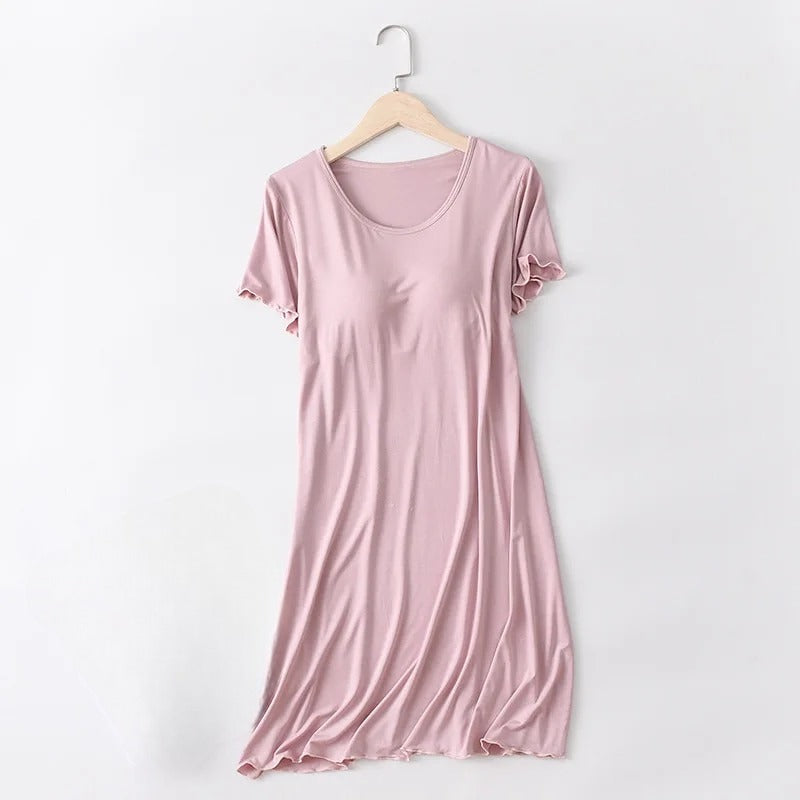 Nightdress with Built in Bra with Ruffle Sleeves