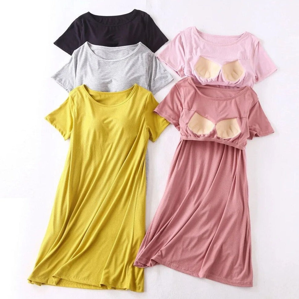 Nightdress Nightie With Built In Bra Loose with Shelf Bra