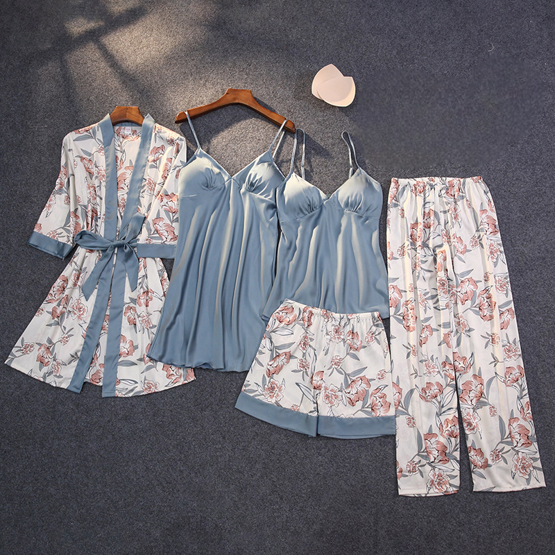 Silky Satin Pyjama Set with Removable Bra Cups