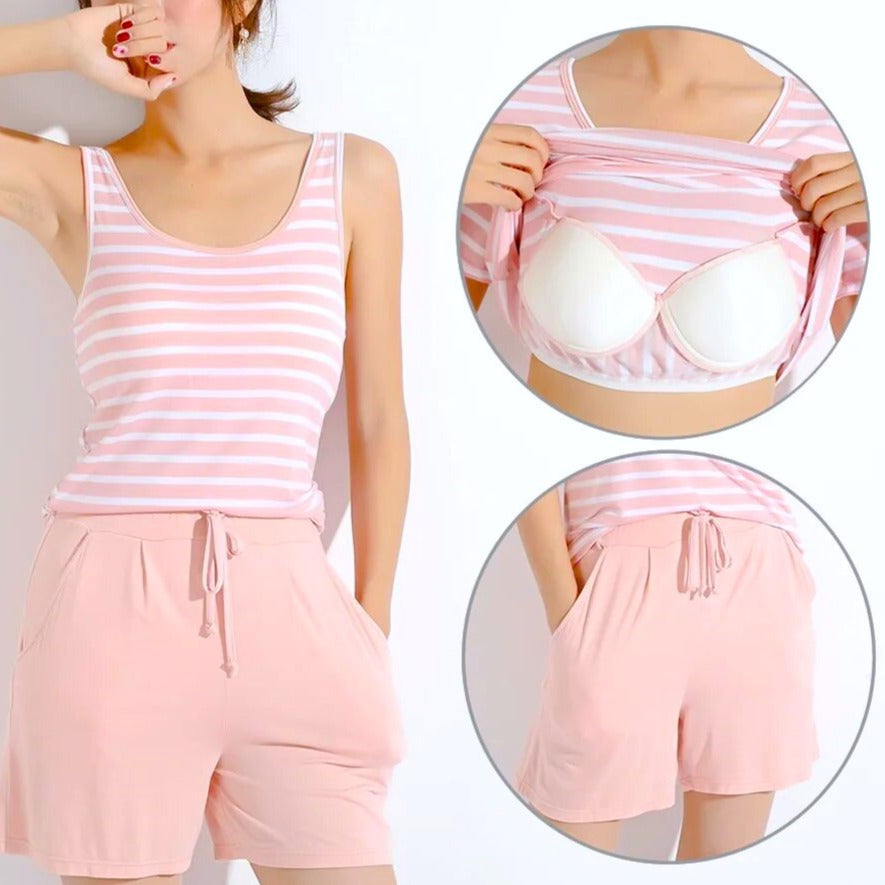 Built in Bra Sleepwear Striped PJ Set