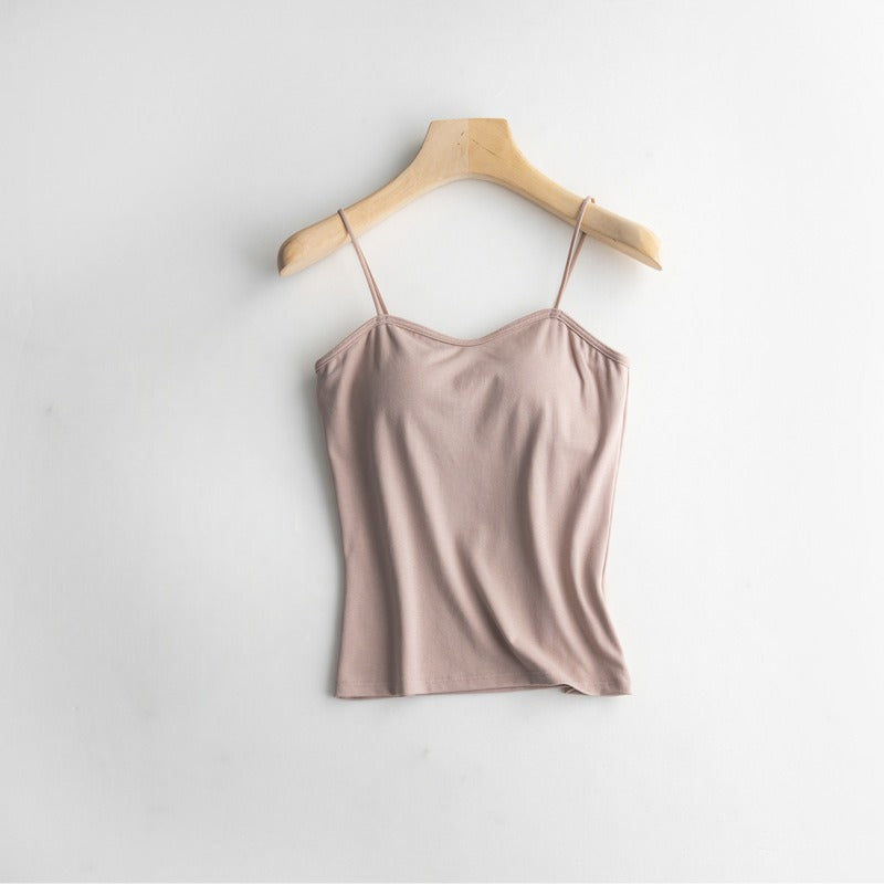 Spaghetti Strap Top with Built In Bra Cotton