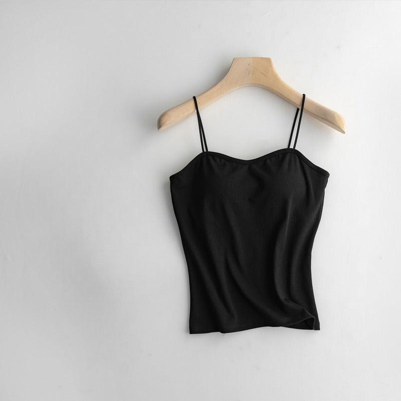 Spaghetti Strap Top with Built In Bra Cotton