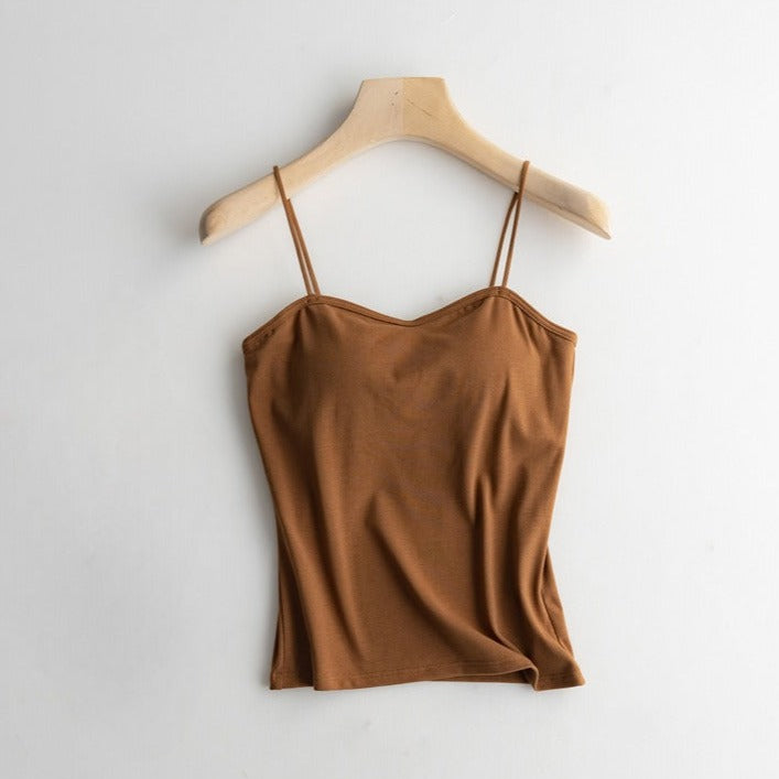 Spaghetti Strap Top with Built In Bra Cotton