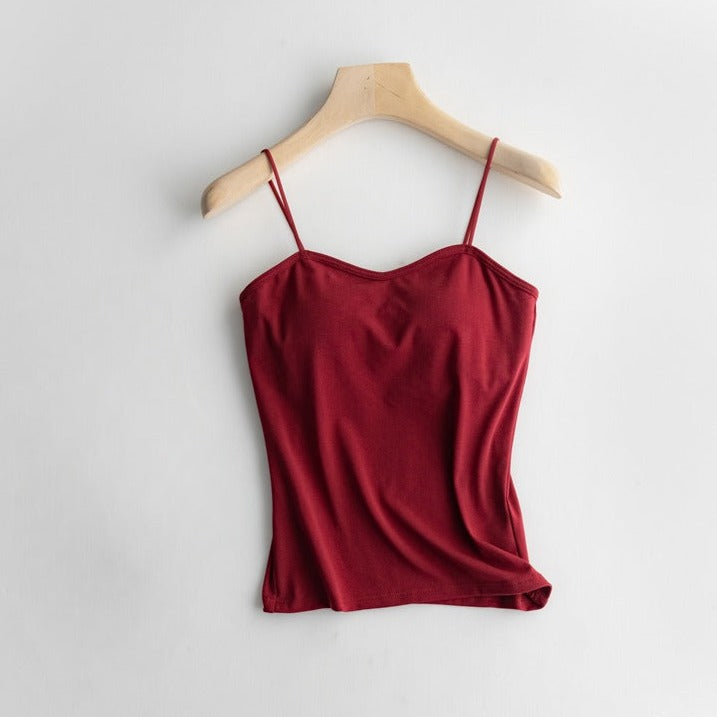 Spaghetti Strap Top with Built In Bra Cotton