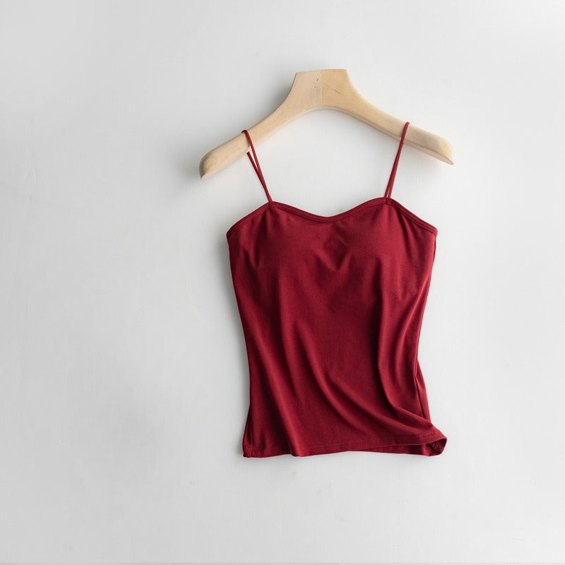 Spaghetti Strap Top with Built In Bra Cotton