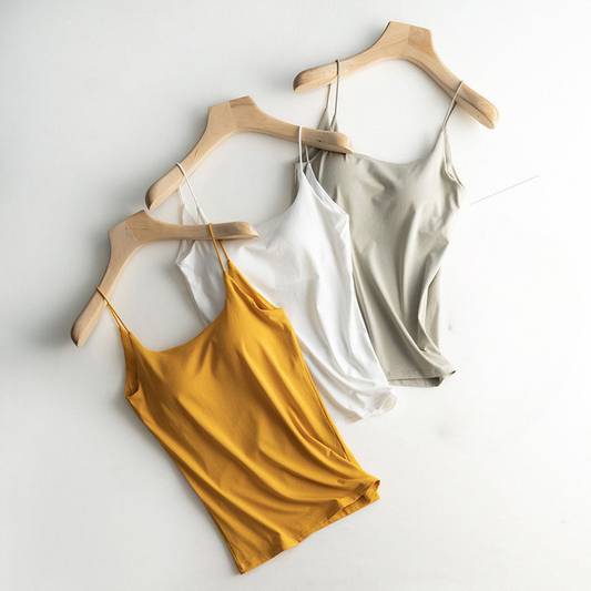 Spaghetti Strap Singlet with Built In Bra Cotton