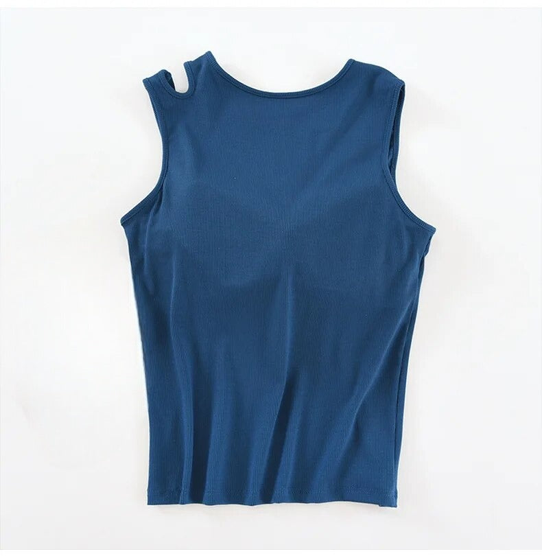 Tank Top with Built in Bra Chic Open Sleeves