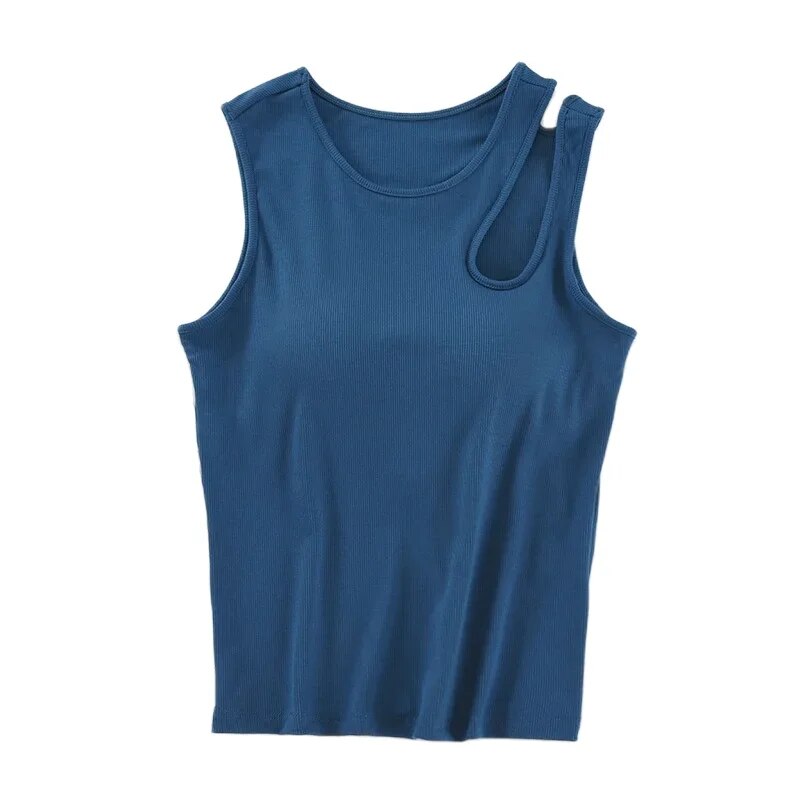 Tank Top with Built in Bra Chic Open Sleeves