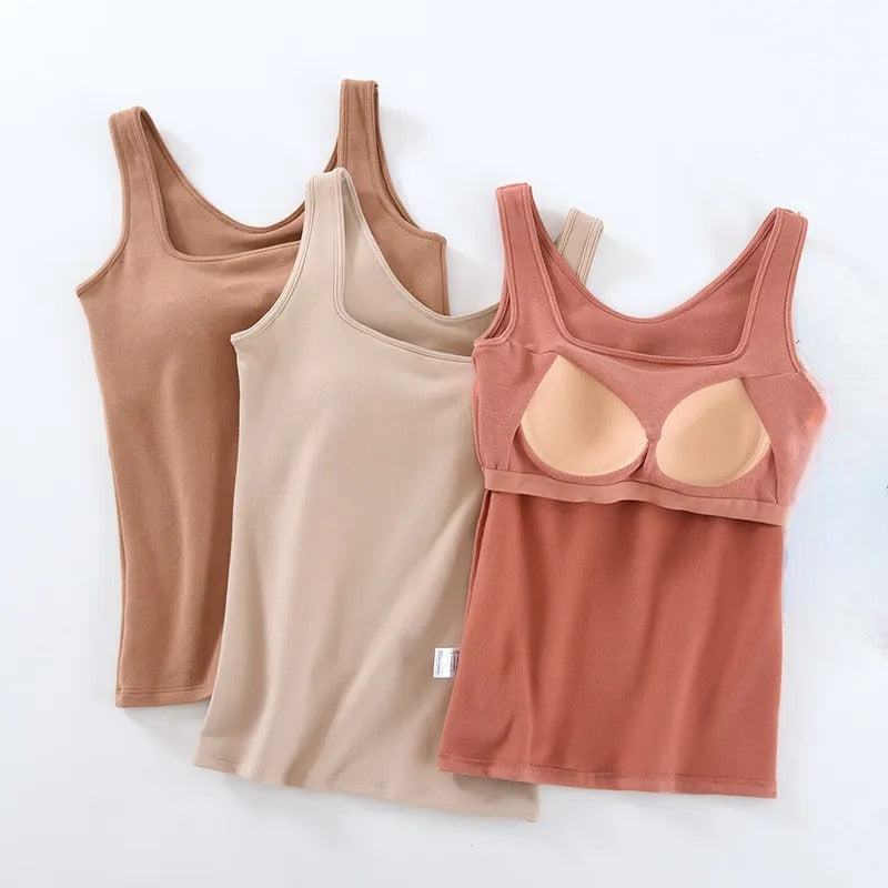 Thermal Tank Top with Inbuilt Bra Square Neckline