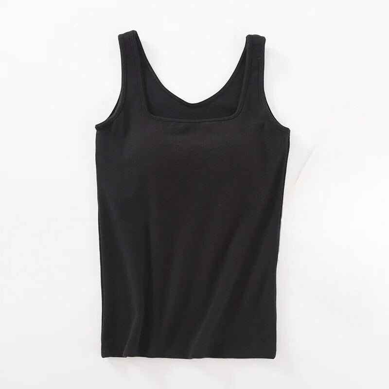 Thermal Tank Top with Inbuilt Bra Square Neckline