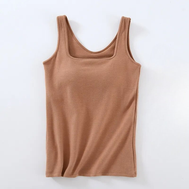 Thermal Tank Top with Inbuilt Bra Square Neckline