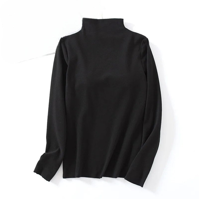 Turtle Neck Long Sleeve Top With Built In Bra